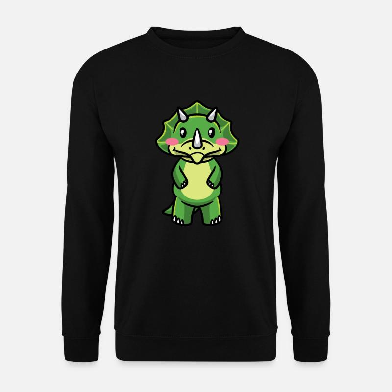 Triceratops Kawaii Dinosaur Emoticon Aesthetics - Unisex Sweatshirt - black