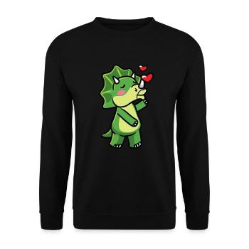 Triceratops Kawaii Dinosaur Kiss Kisses Emoticon - Unisex Sweatshirt - black - Front - Alina (178cm) & Michal (187cm)