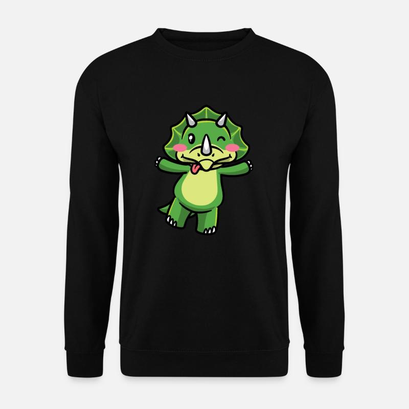 Triceratops Kawaii Dinosaur Emoticon Aesthetics - Unisex Sweatshirt - black