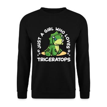 Triceratops Dinosaurier Mädchen - Unisex Pullover - Schwarz - Vorne - Alina (178cm) & Michal (187cm)