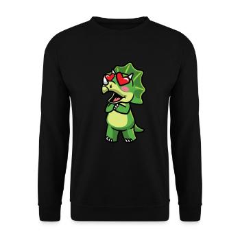 Triceratops Dinosaures Kawaii amoureux - Sweat-shirt Unisexe - noir - Devant - Alina (178cm) & Michal (187cm)
