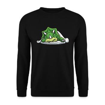 Sleeping Triceratops Dinosaur Napping - Unisex Sweatshirt - black - Front - Alina (178cm) & Michal (187cm)