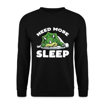 Brauche Mehr Schlaf Triceratops Dinosaurier - Unisex Pullover - Schwarz - Vorne - Alina (178cm) & Michal (187cm)