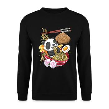 Kawaii Panda Bear Ramen Noodles Anime Amateurs - Sweat-shirt Unisexe - noir - Devant - Alina (178cm) & Michal (187cm)