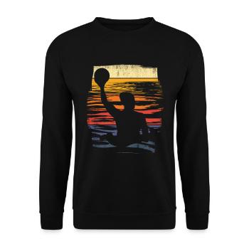 Retro Wasserball Vintage Wassersport - Unisex Pullover - Schwarz - Vorne - Alina (178cm) & Michal (187cm)