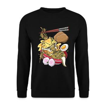 Kawaii Bearded Dragon Ramen Nouilles Japonaises - Sweat-shirt Unisexe - noir - Devant - Alina (178cm) & Michal (187cm)