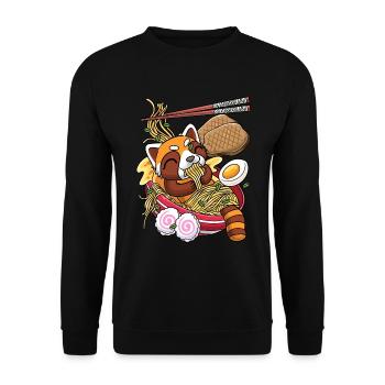 Kawaii Red Panda Bear Ramen Noodles Japanese - Unisex Sweatshirt - black - Front - Alina (178cm) & Michal (187cm)