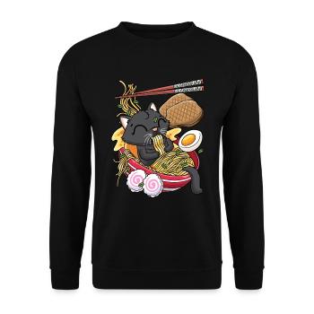 Kawaii Black Cat Ramen Noodles Anime Lovers - Unisex Sweatshirt - black - Front - Alina (178cm) & Michal (187cm)