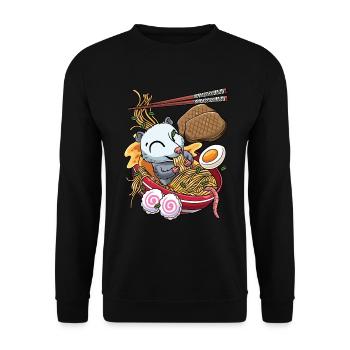 Kawaii Opossum Ramen Nouilles Cuisine japonaise - Sweat-shirt Unisexe - noir - Devant - Alina (178cm) & Michal (187cm)