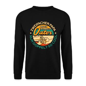 Papa 2 Father of Two Two Father's Day Twins - Unisex Sweatshirt - black - Front - Alina (178cm) & Michal (187cm)