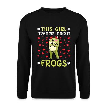 Frosch Mädchen - Unisex Pullover - Schwarz - Vorne - Alina (178cm) & Michal (187cm)