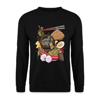 Kawaii Werewolf Ramen Halloween Noodles Anime - Unisex Sweatshirt - black - Front - Alina (178cm) & Michal (187cm)