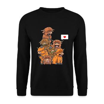 Drôle de bétail écossais des Highlands - Sweat-shirt Unisexe - noir - Devant - Alina (178cm) & Michal (187cm)