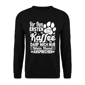 Kaffee Hund Hundehalter Kaffeetrinker Liebhaber - Unisex Pullover - Schwarz - Vorne - Alina (178cm) & Michal (187cm)