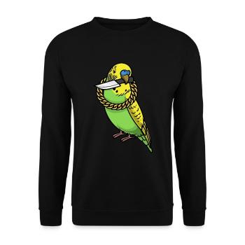 Perroquet Budgerigar Oiseau Avec Couteau - Sweat-shirt Unisexe - noir - Devant - Alina (178cm) & Michal (187cm)