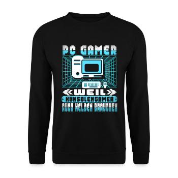 PC Gamer Computerspiele Gaming Computer Videospiel - Unisex Pullover - Schwarz - Vorne - Alina (178cm) & Michal (187cm)