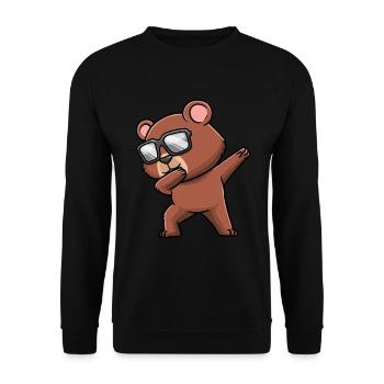 Dabbing Bear with Sunglasses - Unisex Sweatshirt - black - Front - Alina (178cm) & Michal (187cm)