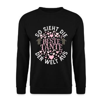 So Sieht Die Beste Tante der Welt Aus Tantchen - Unisex Pullover - Schwarz - Vorne - Alina (178cm) & Michal (187cm)