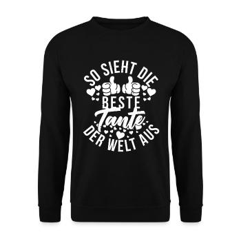 So Sieht Die Beste Tante der Welt Aus Tantchen - Unisex Pullover - Schwarz - Vorne - Alina (178cm) & Michal (187cm)