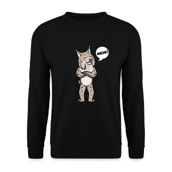 Sture Luchse Luchs Katze Mit Sonnenbrille Lustig - Unisex Pullover - Schwarz - Vorne - Alina (178cm) & Michal (187cm)