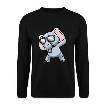 Elefant Mit Sonnenbrille Dabbing - Unisex Pullover - Schwarz - Vorne - Alina (178cm) & Michal (187cm)