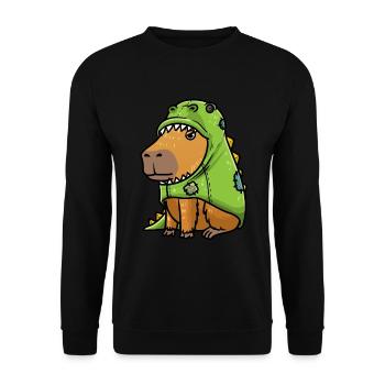 Capybara dans un costume de dinosaure drôle - Sweat-shirt Unisexe - noir - Devant - Alina (178cm) & Michal (187cm)