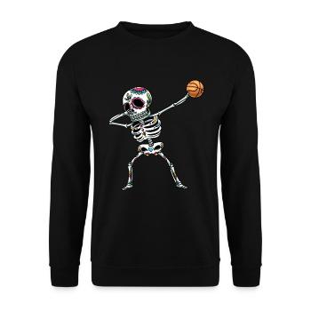 Dabbing Sugar Skull Skeleton Basketball - Unisex Sweatshirt - black - Front - Alina (178cm) & Michal (187cm)