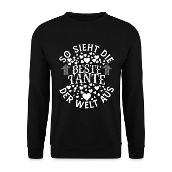 So Sieht Die Beste Tante der Welt Aus Tantchen - Unisex Pullover - Schwarz - Vorne - Alina (178cm) & Michal (187cm)