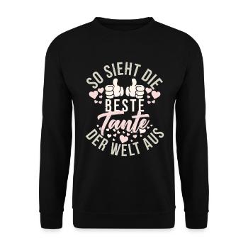 So Sieht Die Beste Tante der Welt Aus Tantchen - Unisex Pullover - Schwarz - Vorne - Alina (178cm) & Michal (187cm)
