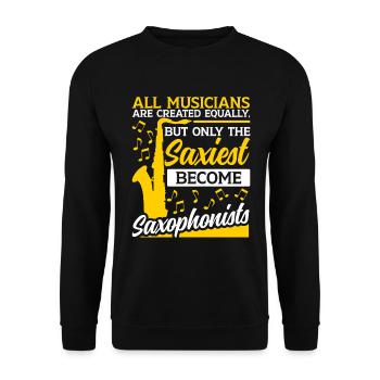 Saxophoniste Saxophoniste Saxophone - Sweat-shirt Unisexe - noir - Devant - Alina (178cm) & Michal (187cm)