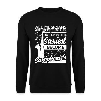 Saxophoniste Saxophoniste Saxophone - Sweat-shirt Unisexe - noir - Devant - Alina (178cm) & Michal (187cm)