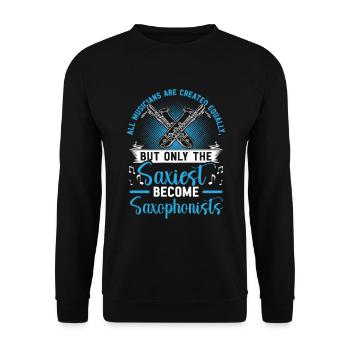 Saxophoniste Saxophoniste Saxophone - Sweat-shirt Unisexe - noir - Devant - Alina (178cm) & Michal (187cm)