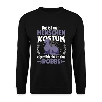 This is my human costume seal Halloween - Unisex Sweatshirt - black - Front - Alina (178cm) & Michal (187cm)