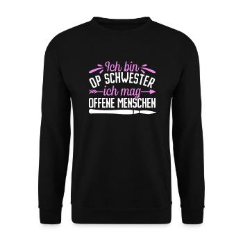 I am a surgical nurse I like open people - Unisex Sweatshirt - black - Front - Alina (178cm) & Michal (187cm)