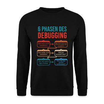 6 Stages of Debugging for Programmers - Unisex Sweatshirt - black - Front - Alina (178cm) & Michal (187cm)