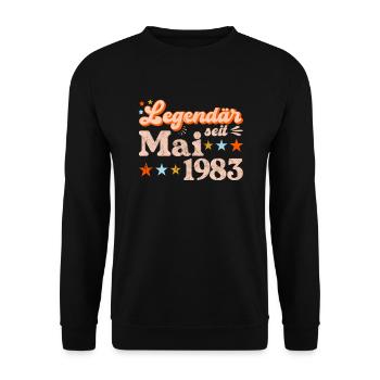 Legendär seit Mai 1983 zum 40 Geburtstag - Unisex Pullover - Schwarz - Vorne - Alina (178cm) & Michal (187cm)