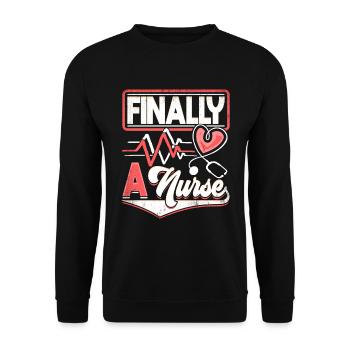 Finally a Nurse Nursing School - Unisex Sweatshirt - black - Front - Alina (178cm) & Michal (187cm)