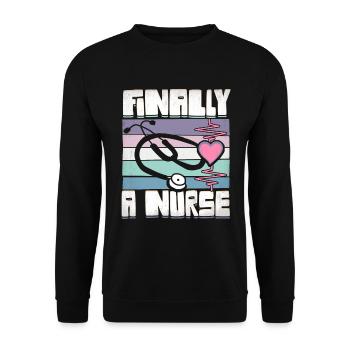Finally a Nurse Nursing School - Unisex Sweatshirt - black - Front - Alina (178cm) & Michal (187cm)
