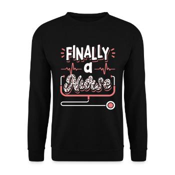 Finally a Nurse Nursing School - Unisex Sweatshirt - black - Front - Alina (178cm) & Michal (187cm)