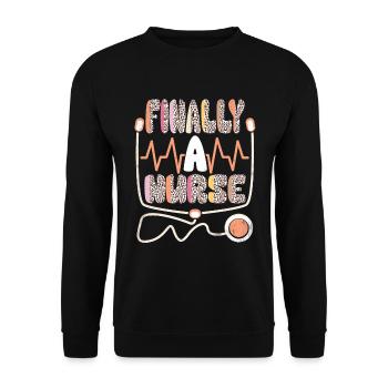 Finally a Nurse Nursing School - Unisex Sweatshirt - black - Front - Alina (178cm) & Michal (187cm)