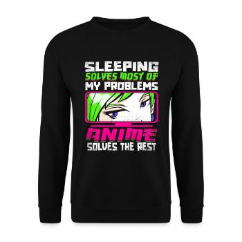 Dormir résout la plupart de mes problèmes Anime - Sweat-shirt Unisexe - noir - Devant - Alina (178cm) & Michal (187cm)