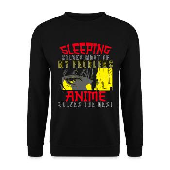 Dormir résout la plupart de mes problèmes Anime - Sweat-shirt Unisexe - noir - Devant - Alina (178cm) & Michal (187cm)