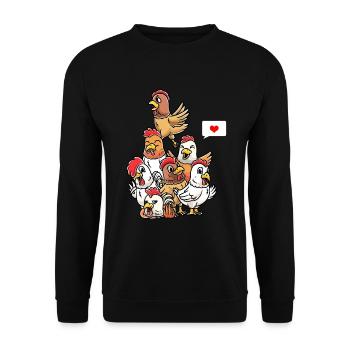 Drôles de poulets éleveurs de volaille - Sweat-shirt Unisexe - noir - Devant - Alina (178cm) & Michal (187cm)