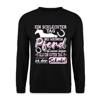 Pferd Reiten Lustige Reiter Sprüche Reiterin - Unisex Pullover - Schwarz - Vorne - Alina (178cm) & Michal (187cm)