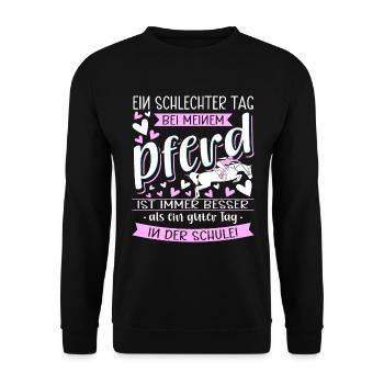 Pferd Reiten Lustige Reiter Sprüche Reiterin - Unisex Pullover - Schwarz - Vorne - Alina (178cm) & Michal (187cm)