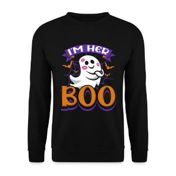 Im Her Boo Couple Spooky Halloween Ghost Boyfriend - Unisex Pullover - Schwarz - Vorne - Alina (178cm) & Michal (187cm)
