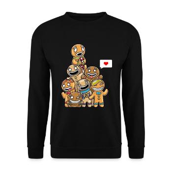 Weihnachten Lustig Lebkuchen Weihnachtsgebäck - Unisex Pullover - Schwarz - Vorne - Alina (178cm) & Michal (187cm)