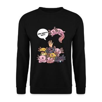 Lustiger Axolotl Fisch Mir Geht's Gut - Unisex Pullover - Schwarz - Vorne - Alina (178cm) & Michal (187cm)