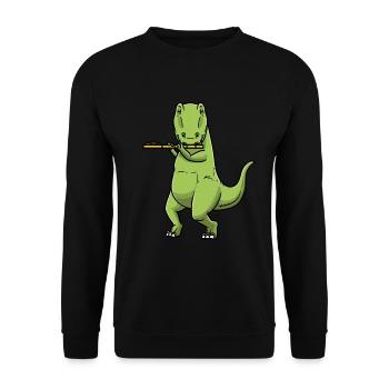 T-Rex Dinosaur Flute Musician Orchestra - Unisex Sweatshirt - black - Front - Alina (178cm) & Michal (187cm)