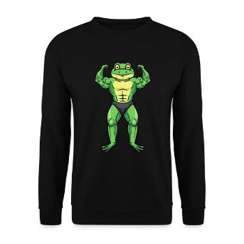 Frosch Fitness Fitnessstudio Motivation - Unisex Pullover - Schwarz - Vorne - Alina (178cm) & Michal (187cm)